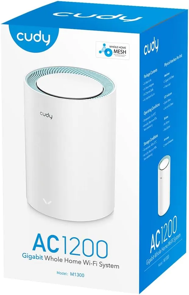 Cudy Dual Band WiFi 5 1200Mbps Gigabit Mesh Router | M1300 (1-Pack)